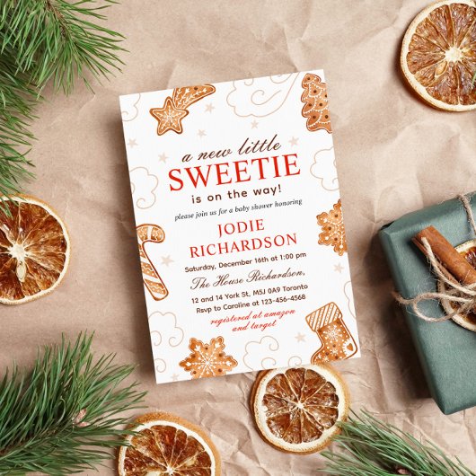 クリスマスのクッキーのベビーシャワーに恋人がいる 招待状