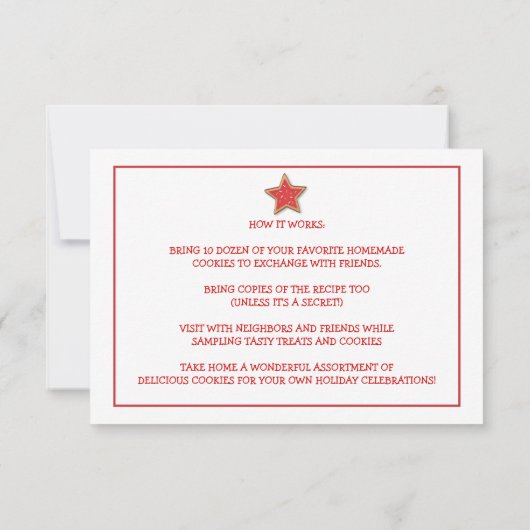 クリスマスのクッキーの交換の休日の招待状 招待状 (裏面)