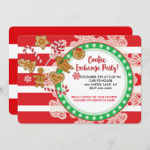 クリスマスのクッキーの交換交換パーティー 招待状 (正面/裏面)