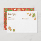 クリスマスのクッキーの図解入りの、写真付きのなレシピカード 招待状 (正面/裏面)