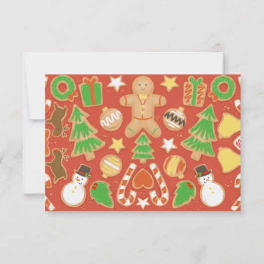 クリスマスのクッキーの図解入りの、写真付きのなレシピカード 招待状 (裏面)