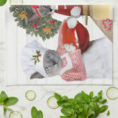 クリスマスのクッキーの子ネコの台所タオル キッチンタオル (折り畳み)