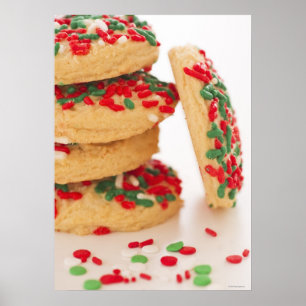 クリスマスのクッキーの散水付きスタジオショット ポスター