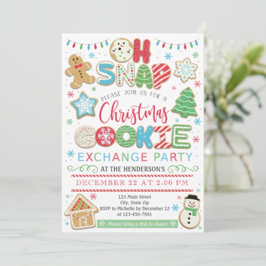 クリスマスのクッキーのExhangeのパーティの招待状の休日 招待状 (スタンド正面)