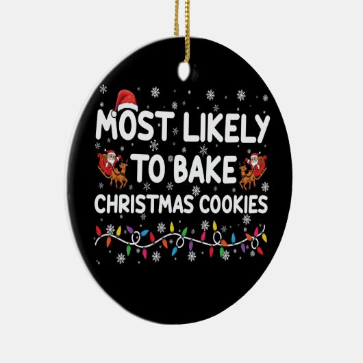クリスマスのクッキーを焼く可能性が最も高いクリスマスベーカー セラミックオーナメント (右)