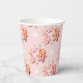 クリスマスのクッキージンジャーブレッドマンピンクのクリスマス 紙コップ (裏面)