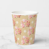 クリスマスのクッキージンジャーブレッドマンピンクのクリスマス 紙コップ (裏面)