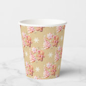 クリスマスのクッキージンジャーブレッドマンピンクのクリスマス 紙コップ (正面)