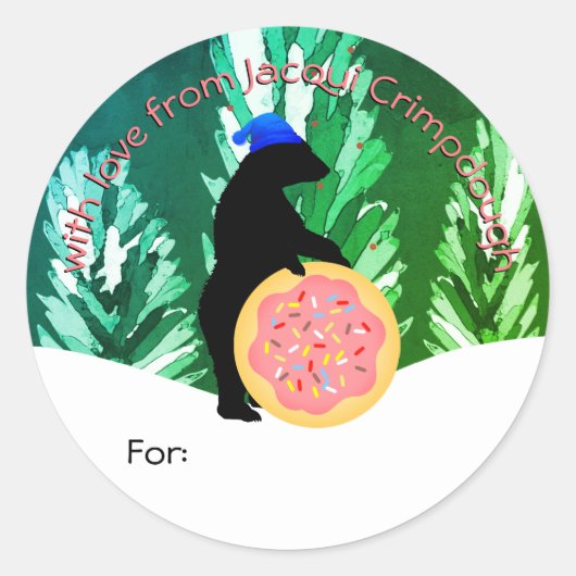 クリスマスのクッキーパーソナライズされたを人に渡す ラウンドシール (正面)