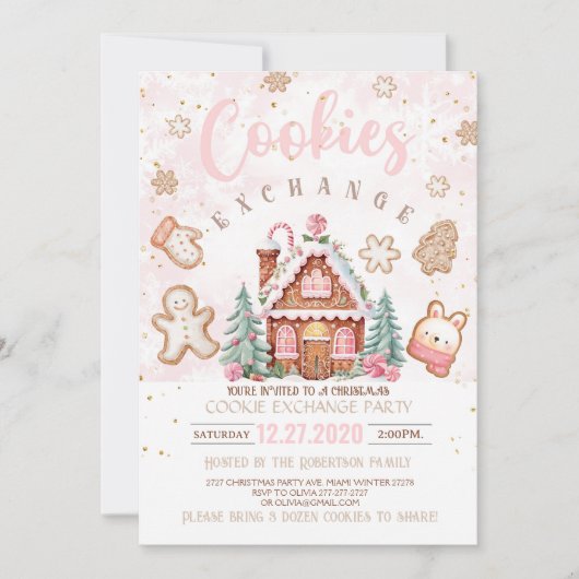 クリスマスのクッキー交換の招待ホリディクイ 招待状 (正面)