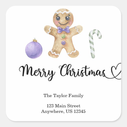 クリスマスのクッキーMerryクリスマス スクエアシール (正面)