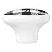 クリスマスのクラシックなバッファローの点検の格子縞パターンB&W セラミックノブ (側面)