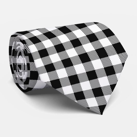 クリスマスのクラシックなバッファローの点検の格子縞パターンB&W ネクタイ (ロール)