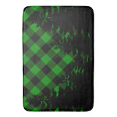 クリスマスのクラシックな緑のチェック柄のクリスマスツリー バスマット (正面縦)