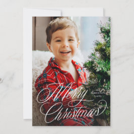 クリスマスのクラシックスクリプト2枚の写真グリーン シーズンカード