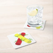 クリスマスのクラッカー スクエアペーパーコースター (インサイチュ)