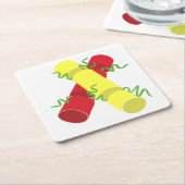 クリスマスのクラッカー スクエアペーパーコースター (アングル)