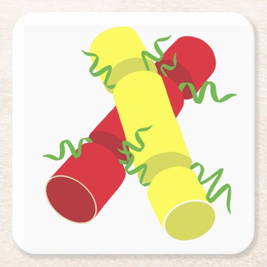 クリスマスのクラッカー スクエアペーパーコースター (正面)