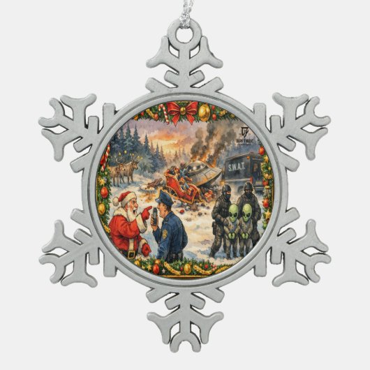 クリスマスのクラッシュ スノーフレーク オーナメント (正面)