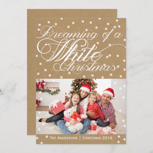 クリスマスのクラフトのホワイトクリスマスの写真カード シーズンカード (正面/裏面)