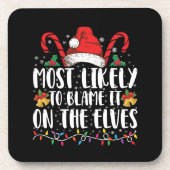 クリスマスのクリスマスのせいにされるだろう小妖精や小人が多い コースター (正面)