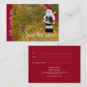 クリスマスのクリスマスのプレゼントの証明書の金ゴールドの赤サンタ 割引カード (正面/裏面)