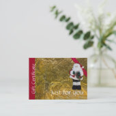 クリスマスのクリスマスのプレゼントの証明書の金ゴールドの赤サンタ 割引カード (スタンド正面)