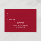 クリスマスのクリスマスのプレゼントの証明書の金ゴールドの赤サンタ 割引カード (裏面)