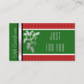クリスマスのクリスマスのプレゼントカード証明書の緑の赤 割引カード (正面)