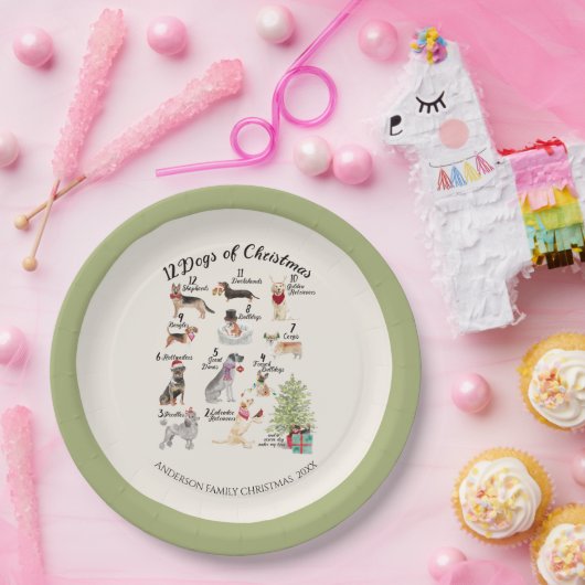 クリスマスのクリスマスの休日のお祝い12犬 ペーパープレート (パーティー)