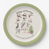 クリスマスのクリスマスの休日のお祝い12犬 ペーパープレート (正面)