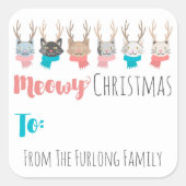 クリスマスのクリスマスの猫たちカスタムと猫たち スクエアシール (正面)