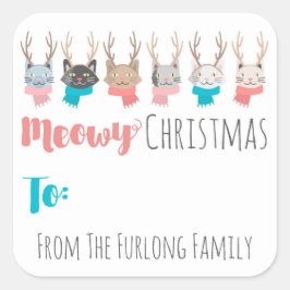 クリスマスのクリスマスの猫たちカスタムと猫たち スクエアシール
