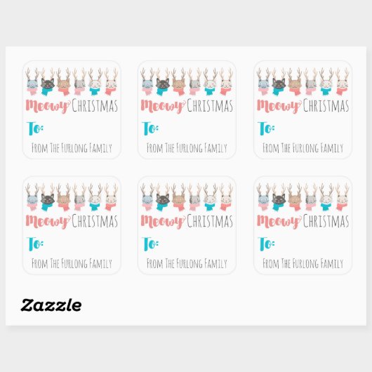 クリスマスのクリスマスの猫たちカスタムと猫たち スクエアシール (シート)