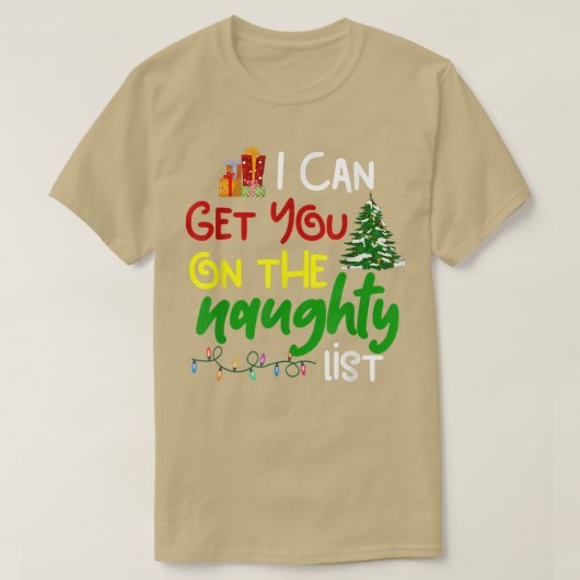 クリスマスのクリスマスをリストいけなに載せおもしろいる Tシャツ (デザイン正面)
