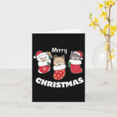 クリスマスのクリスマスストッキングの可愛いアルパカ カード (黄色い花)