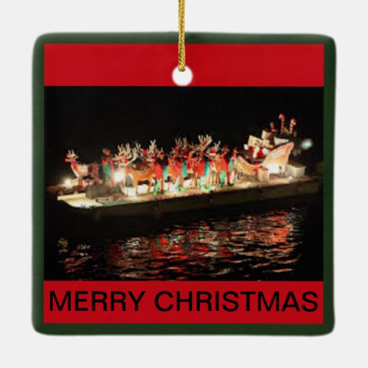 クリスマスのクリスマスボート セラミックオーナメント (裏面)