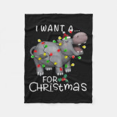 クリスマスのクリスマスHippo Lovにヒッポタマスが欲しい フリースブランケット (正面)