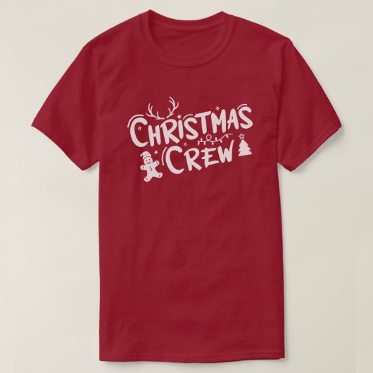 クリスマスのクルーのホワイト文字Tシャツ Tシャツ (デザイン正面)