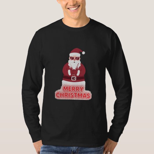 クリスマスのクールなヒップスターサンタTシャツ Tシャツ (正面)