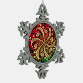 クリスマスのグリッターの音楽的なクレフ、音符記号の休日のオーナメント スノーフレークピューターオーナメント (左)