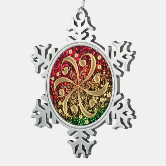 クリスマスのグリッターの音楽的なクレフ、音符記号の休日のオーナメント スノーフレークピューターオーナメント (右)