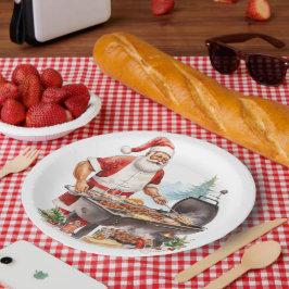 クリスマスのグリルでサンタ ペーパープレート