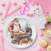 クリスマスのグリルでサンタ ペーパープレート (パーティー)