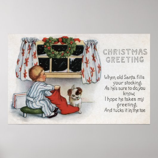 クリスマスのグリーティングボーイ掘りストッキング ポスター (正面)