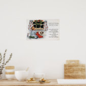 クリスマスのグリーティングボーイ掘りストッキング ポスター (キッチン)