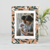 クリスマスのグリーンがキュートな家族写真のホリデー シーズンカード (スタンド正面)