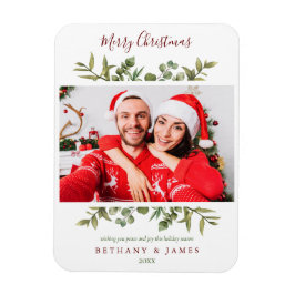 クリスマスのグリーンで彩られたカップルのフォトホリデー マグネット