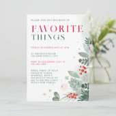 クリスマスのグリーンと葉の好きなものパーティー 招待状 (スタンド正面)