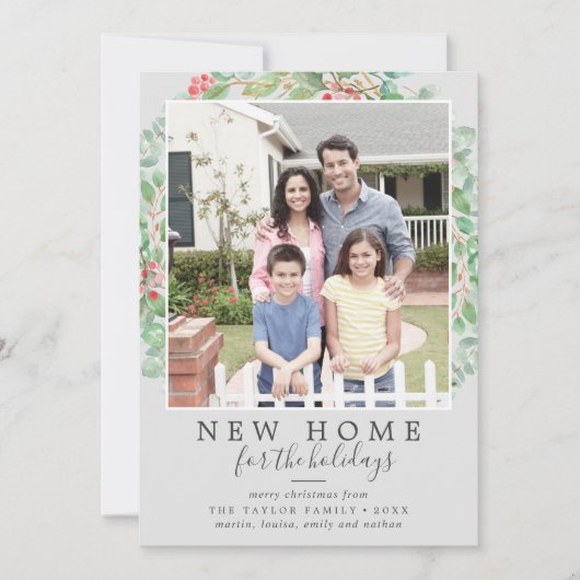 クリスマスのグリーンリーの新しい家の写真 シーズンカード (正面)